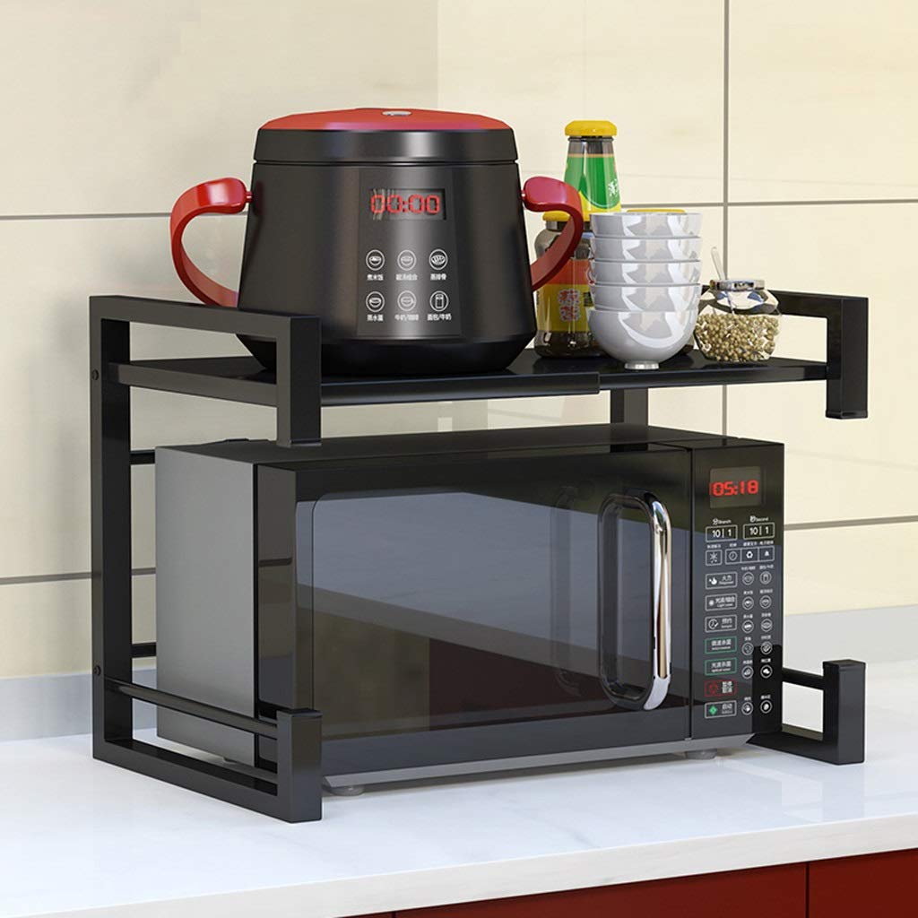 CCJW Shelf Retractable Double Floor Planing Storage Rack 46 * 36 * 36.5cm Black