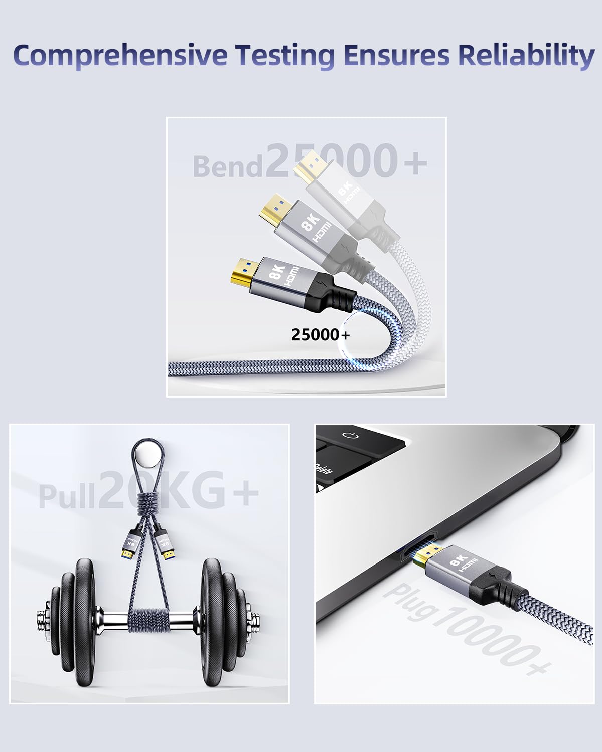 Cavo HDMI 2.1 10K 8K da 2,1 m eARC, cavo HDMI PS5 certificato ad altissima velocità intrecciato-8K @60Hz, 4K a 120Hz, 48Gbps, HDCP 2.2 e 2.3, HDR 10, compatibile con PS5/Xbox/TV/RTX