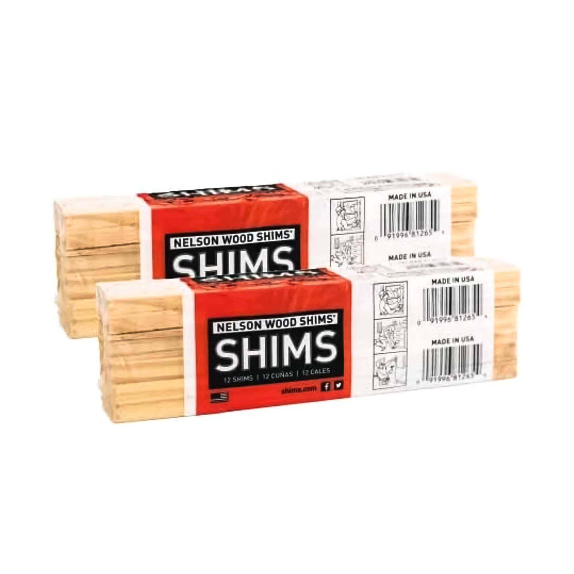 Nelson Wood Shims - 8-Inch Natural Wood Shim, 2 Pack Bundle