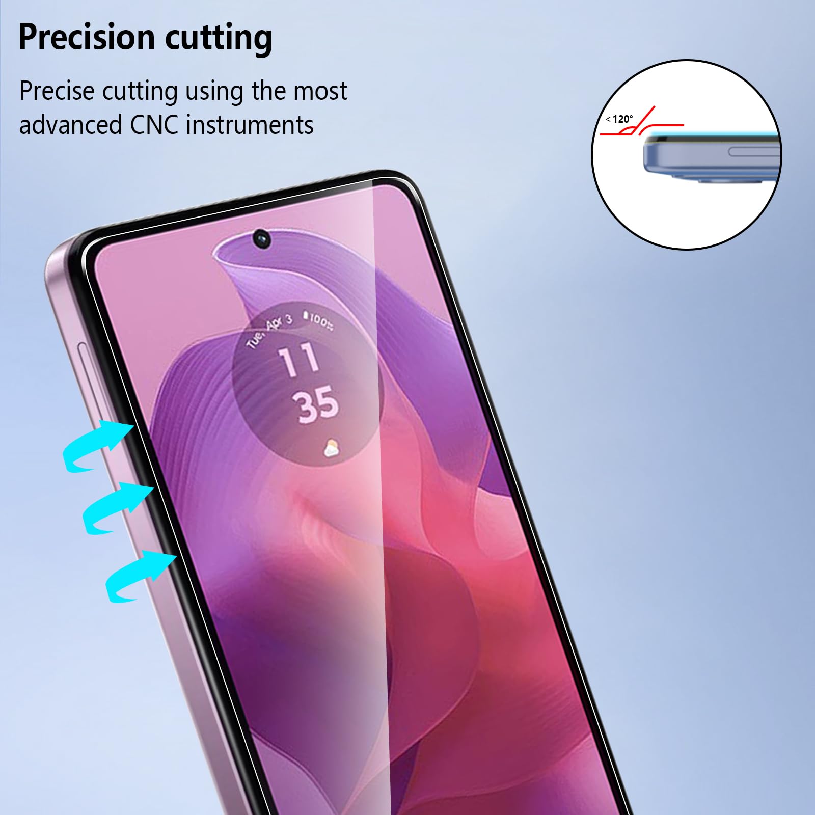 Pollachi [3 Pezzi Vetro Temperato per Motorola Moto G24 2024,Durezza 9H Anti Graffio,Anti-Impronte Senza Bolle,Pellicola Protettiva per Moto G24 2024