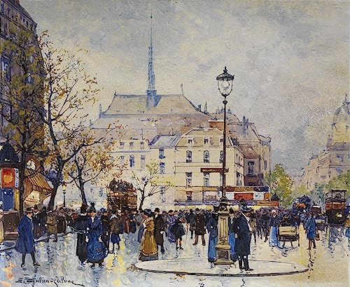 Tableau scène de rue parisienne Galien Laloue toile 60x90cm