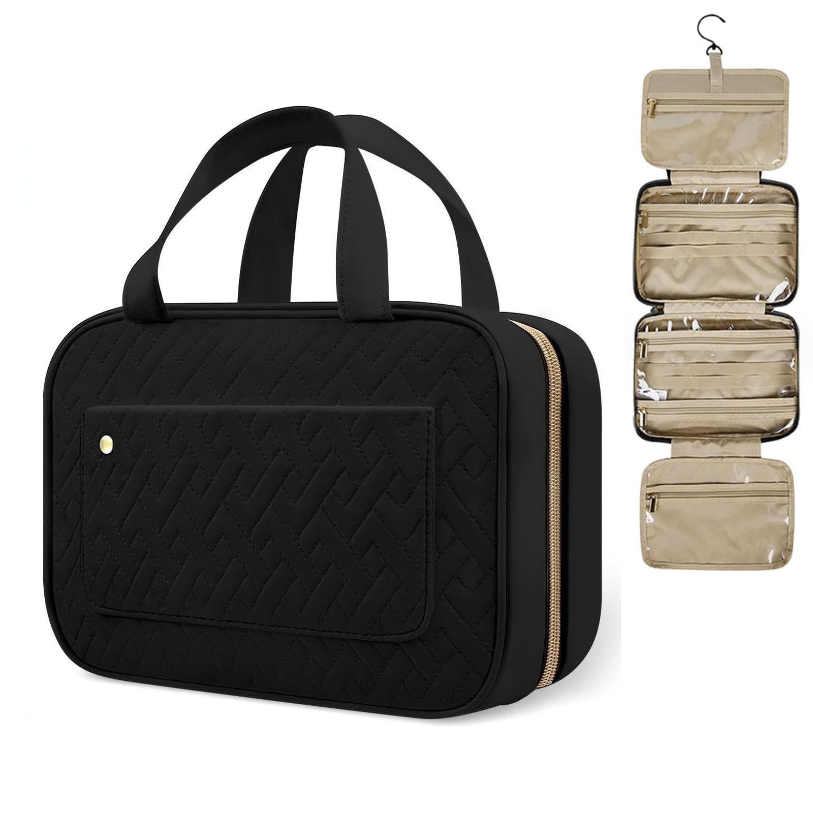 Borsa per Trucchi Portatile con Gancio per Appendere, Borsa da Toilette Impermeabile per Donne e Ragazze, Borsa per Cosmetici di Grande Capacità, Accessori da Viaggio,A