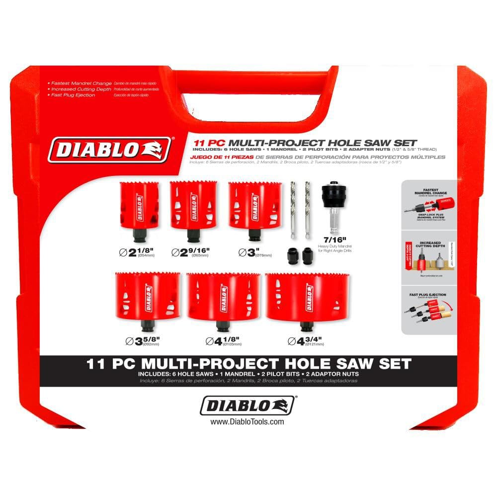 Diablo Bi-Metal Hole Saw Set - Deep Cuts & Fast Changes -6