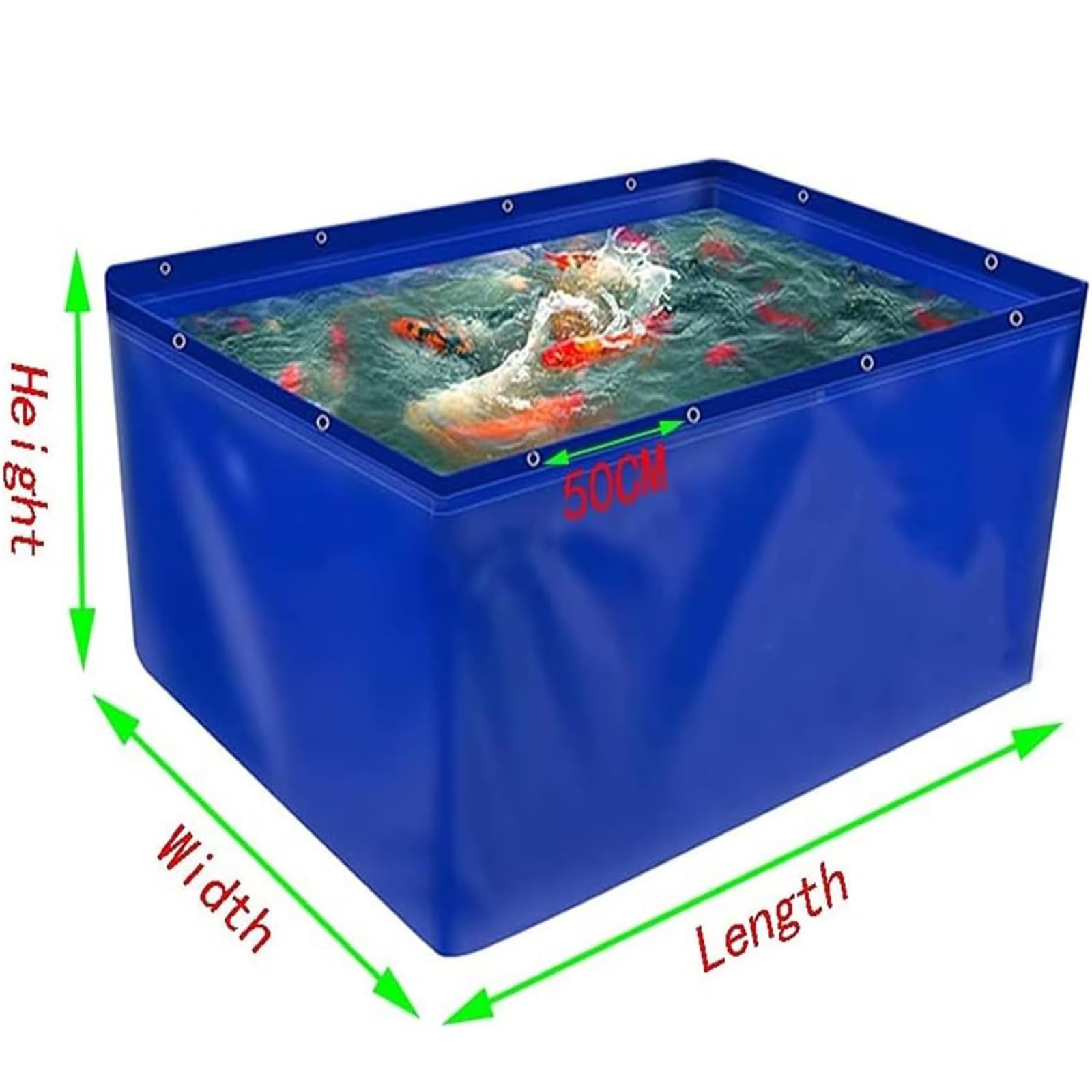 Piscina per pesci Koi in tela di PVC – Piscina portatile da giardino con valvola di scarico per stoccaggio e irrigazione dell'acqua, ideale habitat acquatico fuori terra