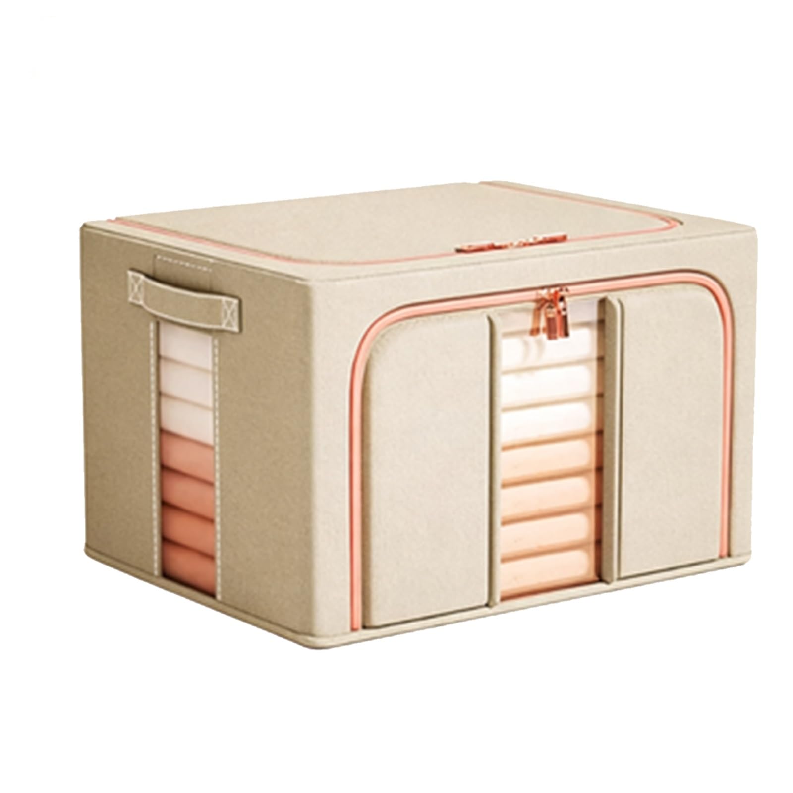 JRSIUNH Storage Basket With Lid, Fabric Storage Box With Window