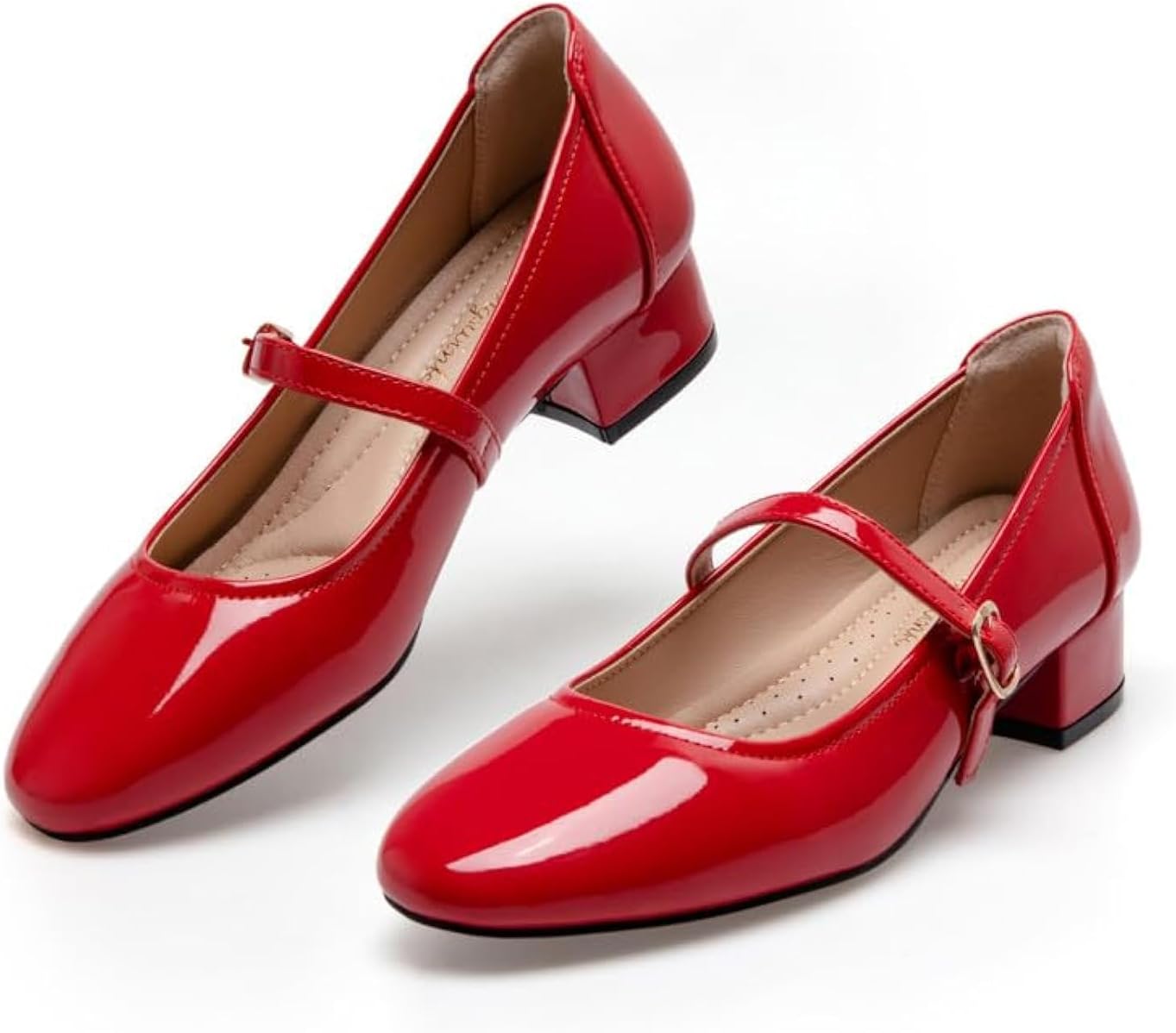 hingswink Mary Jane Shoes Women Low Heels Dress Shoes Pumps Low Heel 2 Inch Chunky Heel Mary Janes Pumps with Adjustable Ankle Strap for Women Dressy Casual