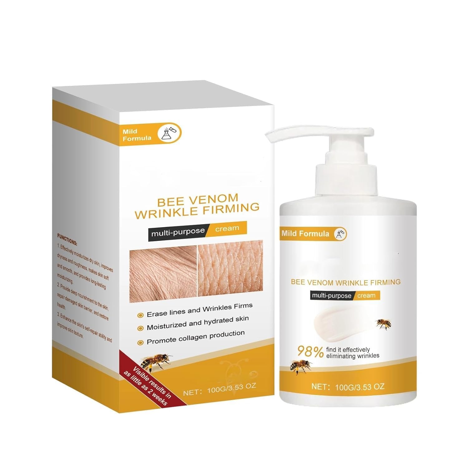 Bee Venom Wrinkle Firming Multi-Purpose Cream, Bee Venom Wrinkle Removal Cream, Moisturizing & Lifting, Anti-Aging Skin Treatment Cream