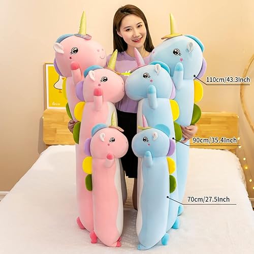 Miniatura 4 de Almohada de peluche de unicornio de 43.3 pulgadas, almohada larga y suave para el cuerpo, juguetes de unicornio grande, linda almohada grande para