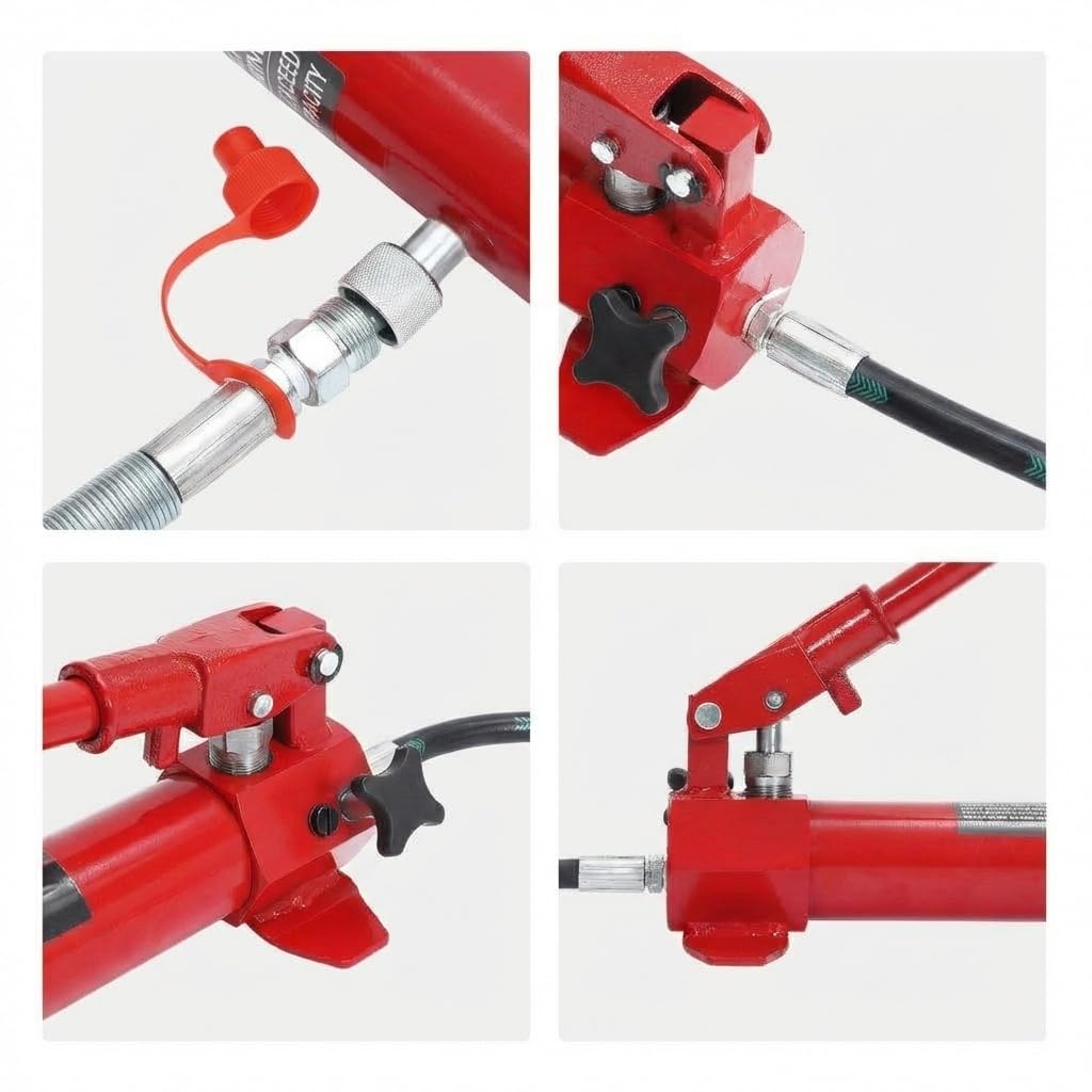 Juego de gato hidráulico Porta Power de 4 toneladas de GarveeTech – Herramienta de alineación de carrocería con manguera de aceite de 1,4 m y maletín de transporte – Juego de gato hidráulico para