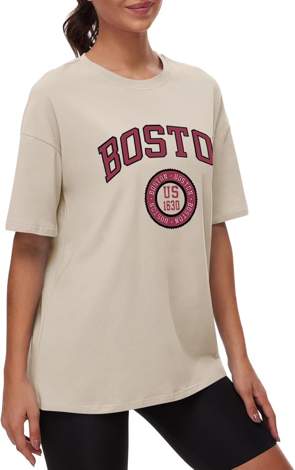 ORANDESIGNE Womens Cotton Oversized T Shirts Letter Graphic Tees Short Sleeve Casual Summer Clothes 2026 - Image 3