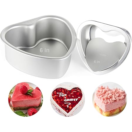 Heart Shaped Cake Pans 4” Silicone Heart Cake Molds (2-Pack