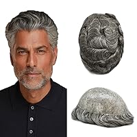 Vista 19 de Toupee - Pieza de pelo para hombres, piezas de prótesis de cabello humano real, piezas de prótesis de cabello humano real, para hombre, accesorios