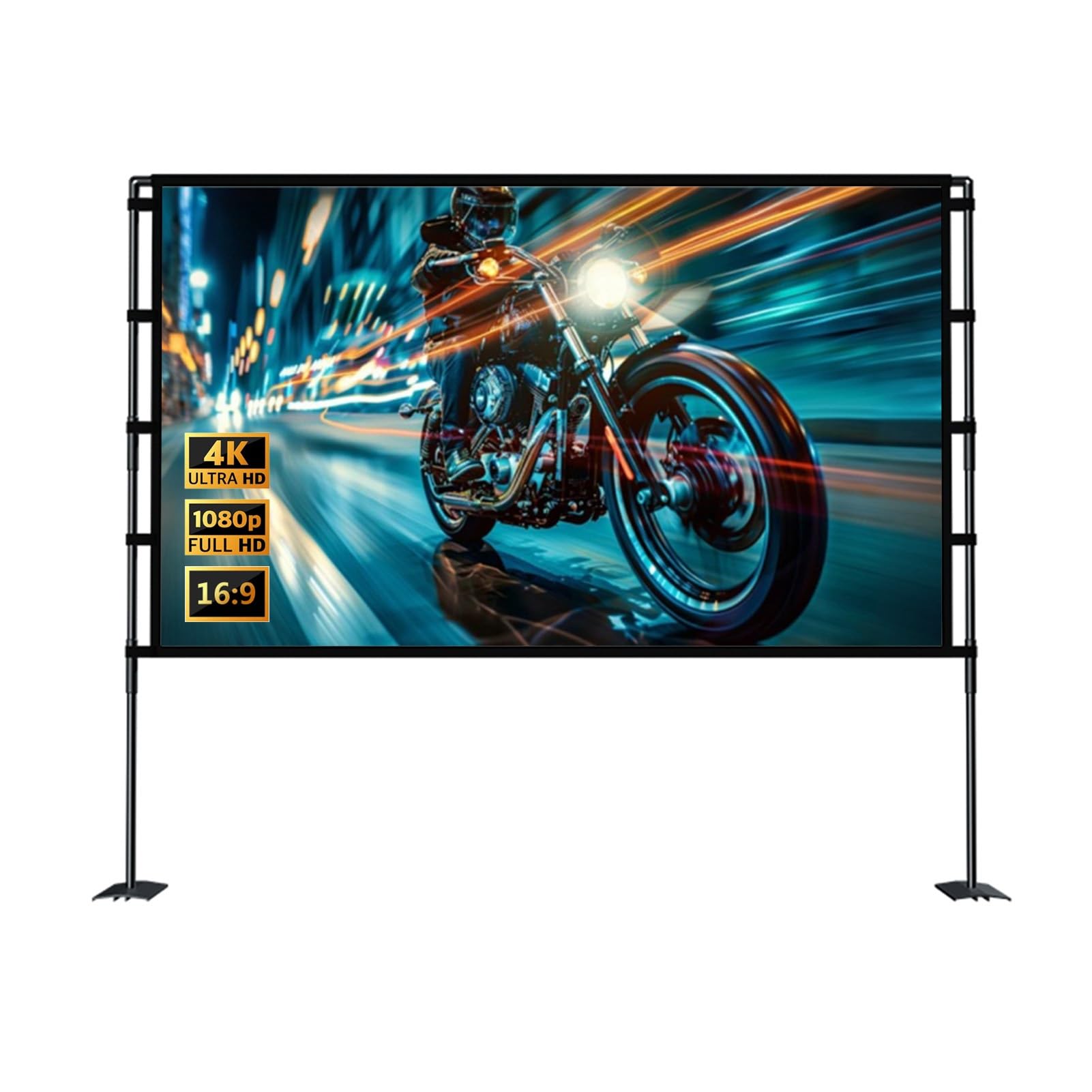 84" 100" 120" Schermo di Proiezione Portatile All'aperto con Supporto, Schermo Cinematografico 4K Ultra HD Pieghevole Senza Rughe per Home Theater(120" (16:9))