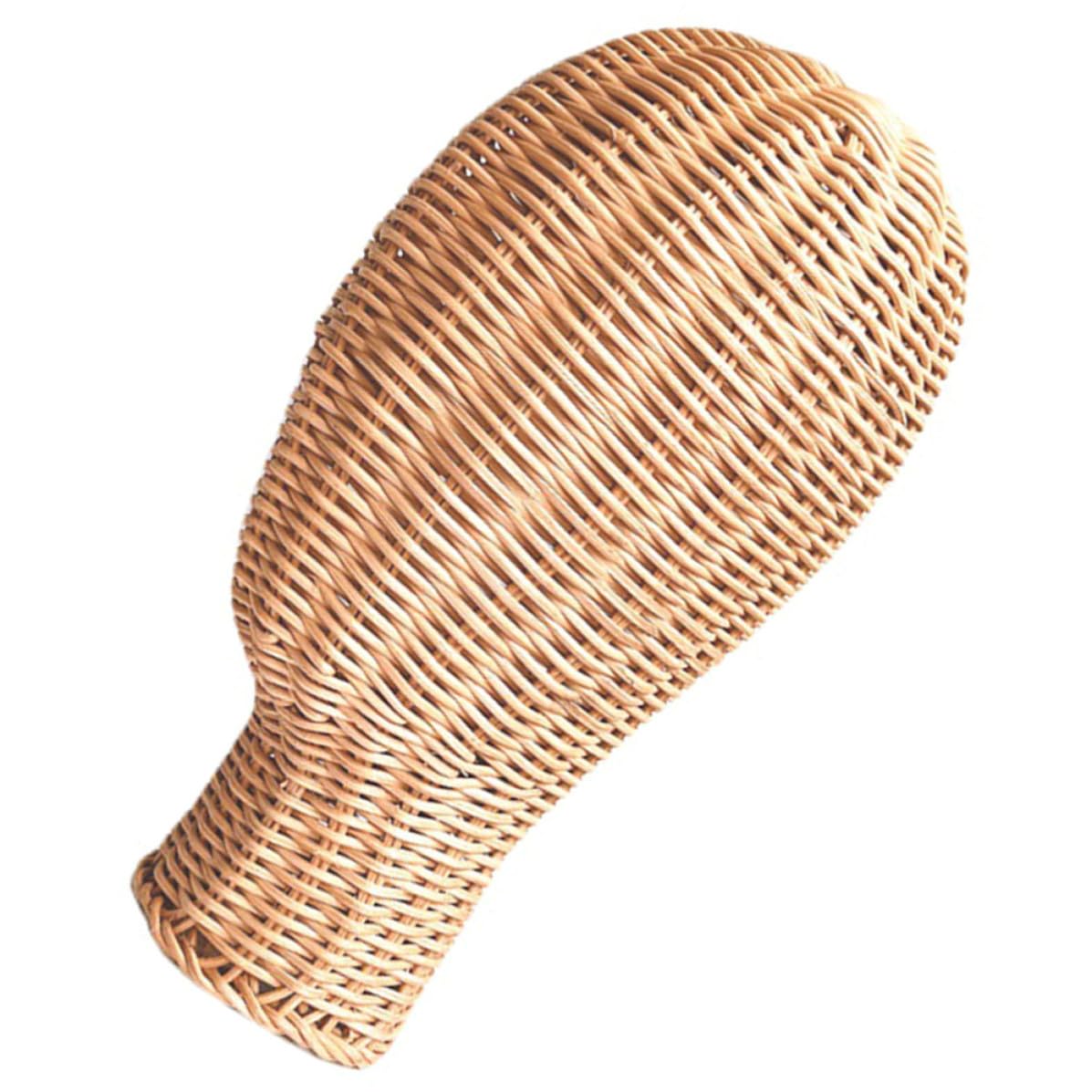Présentoir à chapeaux en rotin pour l'exposition de perruques