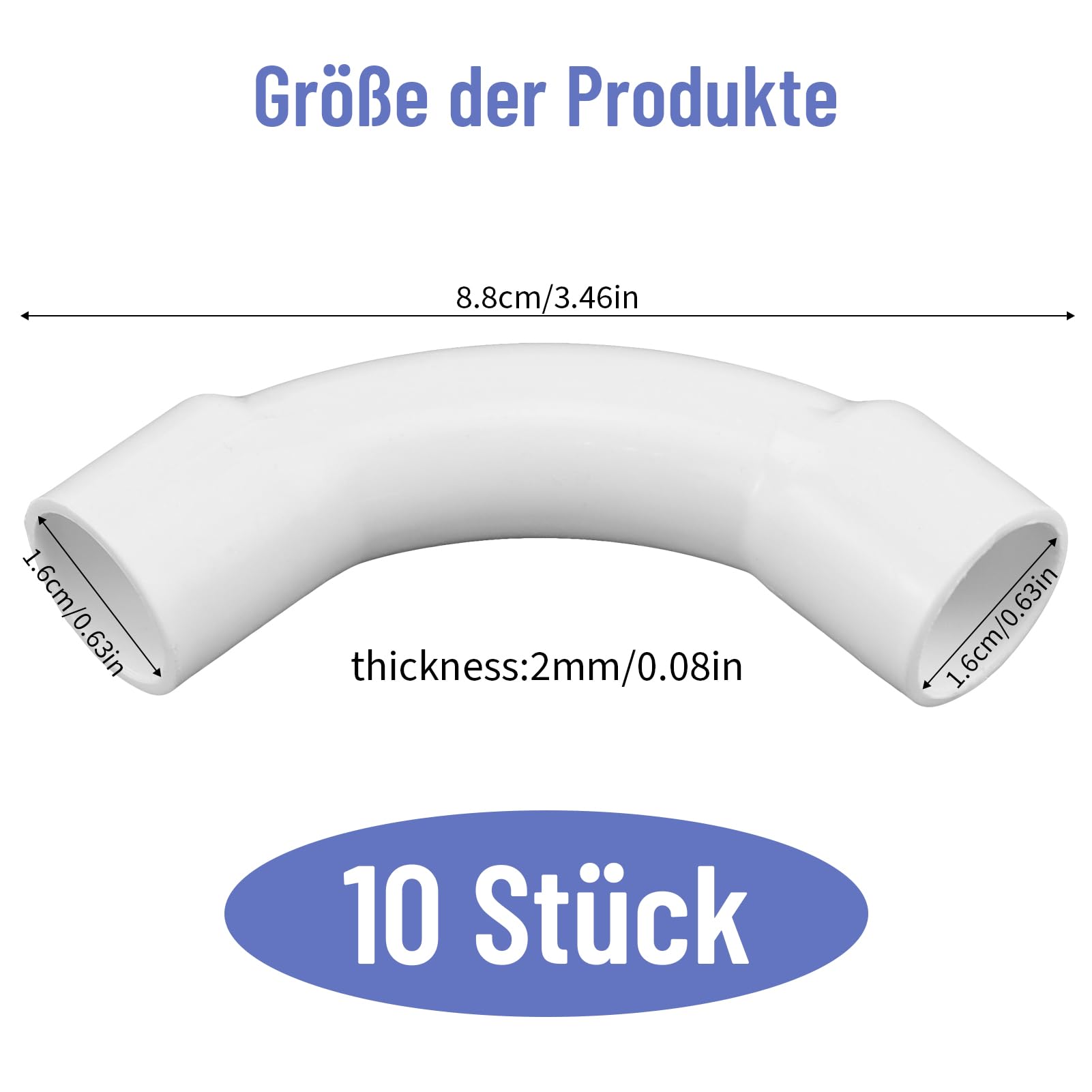 10 Pezzi Curva Di Raccordo 90° Per Tubo Rigido Passacavi, 16mm,Gomito a 90° Per Elettrico, per cavi, cantina da parete, soffitto, per tutti i tipi di 16 mm