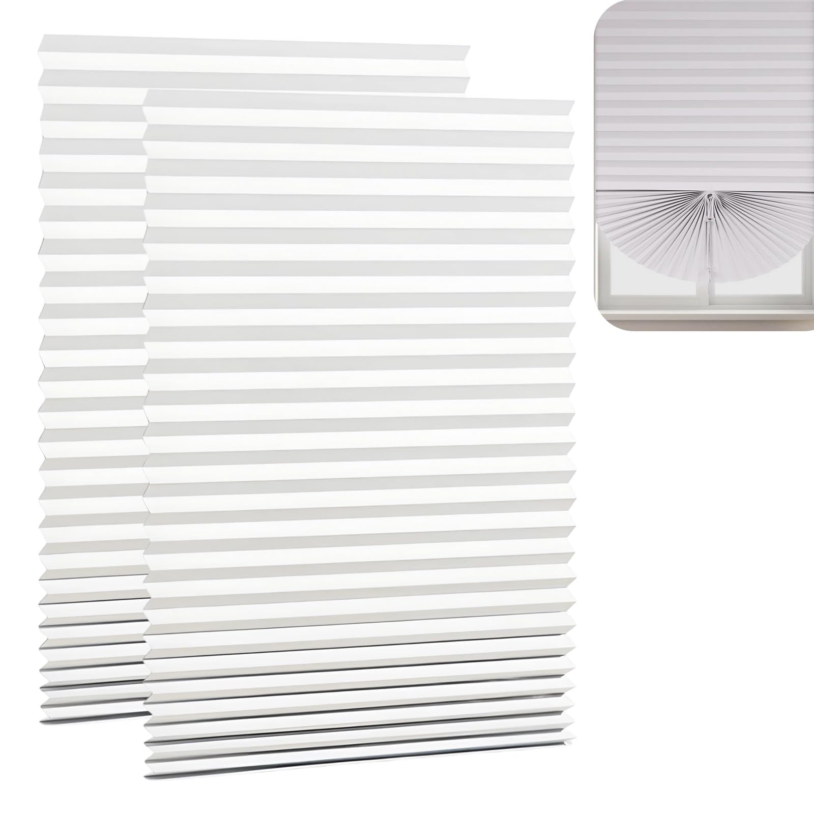 2 Pack No Drill Blinds, 90 x 180 cm White Light Filtering Blinds, Stick On Blinds for Windows, Drill-Free Temporary Window Covering Solution, Suitable for Most People