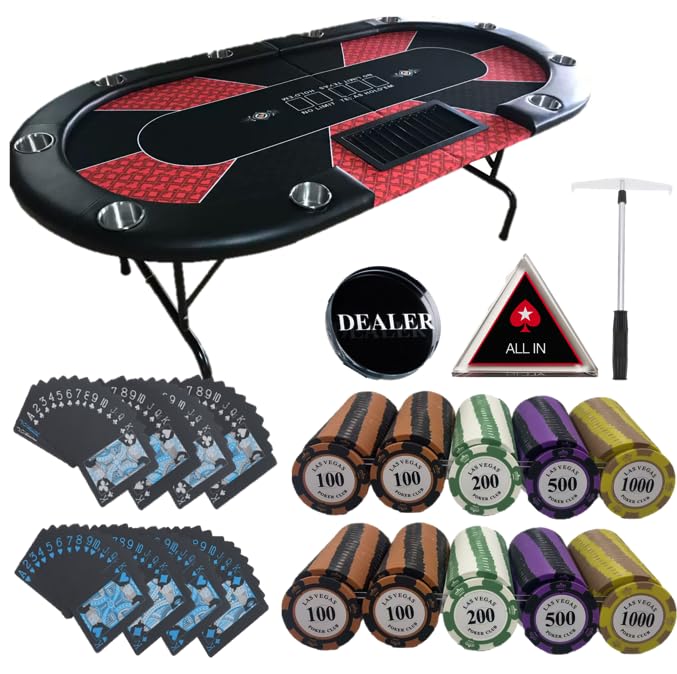 【ポーカーテーブル・8点セット】最高級クレイチップ200枚 トランプ54枚2組他 ポーカーテーブル・8点セット】最高級クレイチップ200枚