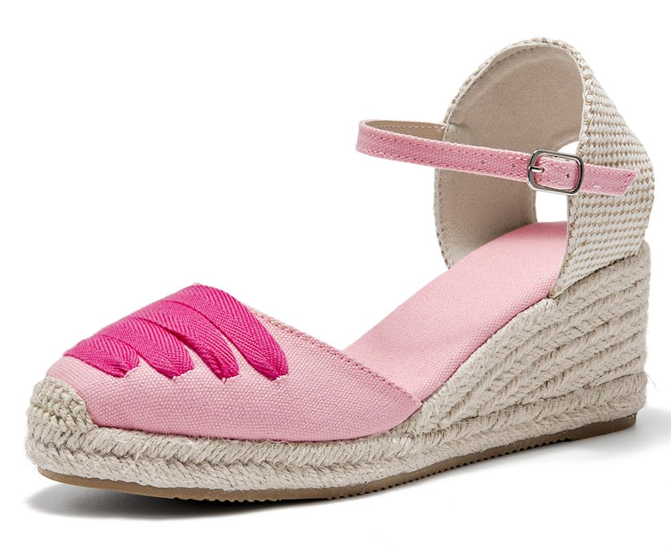 Image of Womens Espadrille Wedge Sandals Closed Toe Platform Lace Up Ankle Strap Slingback Summer Dress Shoes