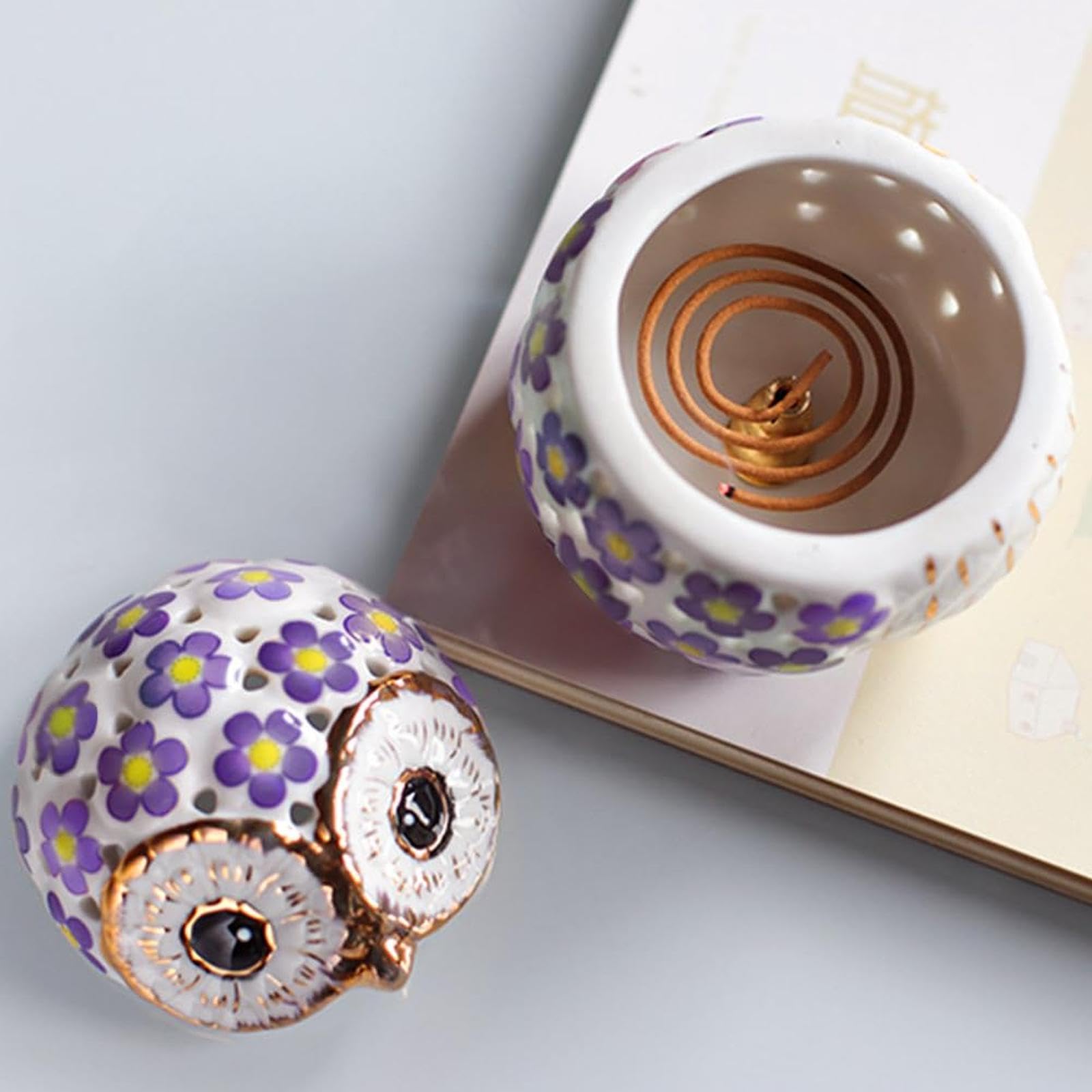 Amazon｜香炉 お香ホルダー 装飾 かわいい お香 渦巻き フクロウ 香