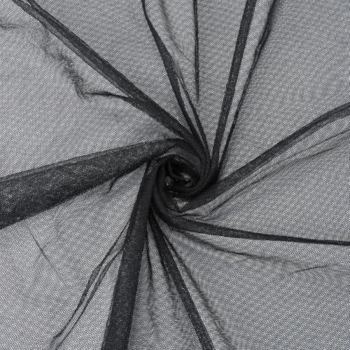 CABODYALS Tissu Tulle Noir en Polyester Doux 2.19 mètre Moustiquaire Voile Transparent et Respirant Solide pour Couture Confection de Vêtements Costumes...