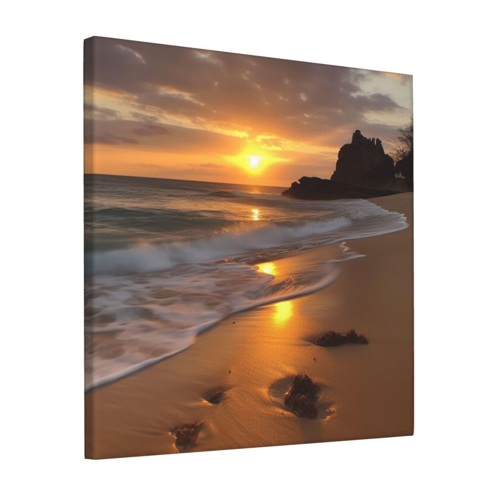 FodPand Sunrise beach Canvas Wall Art for Living Room Wall Decor 12"x12" Modern Artwork Painting Pictures Hanging Canvas Prints Aesthetic Wall Art for Bedroom Bathroom Office Wallart Decor
