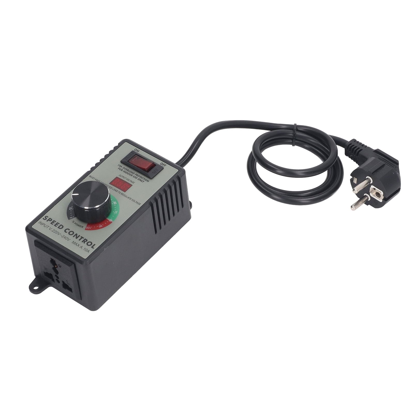 Controlador de Velocidad del Motor de CA, AC220-240V 4000W Ventilador Eléctrico Controlador de Velocidad Variable Regulador de Voltaje Electrónico con Enchufe Universal 10A