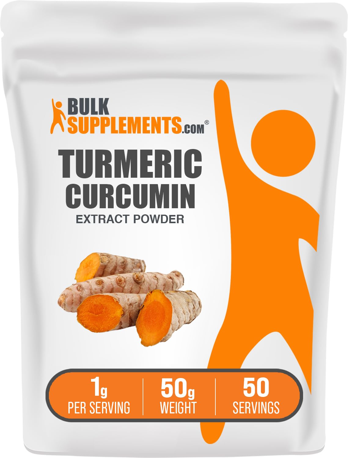 BulkSupplements.com Turmeric Extract Powder - from Turmeric Root, Curcumin Supplements, Turmeric Curcumin Powder - Gluten Free, 1g per Serving, 50g (1.8 oz) (Pack of 1) 1.76 Ounce (Pack of 1)