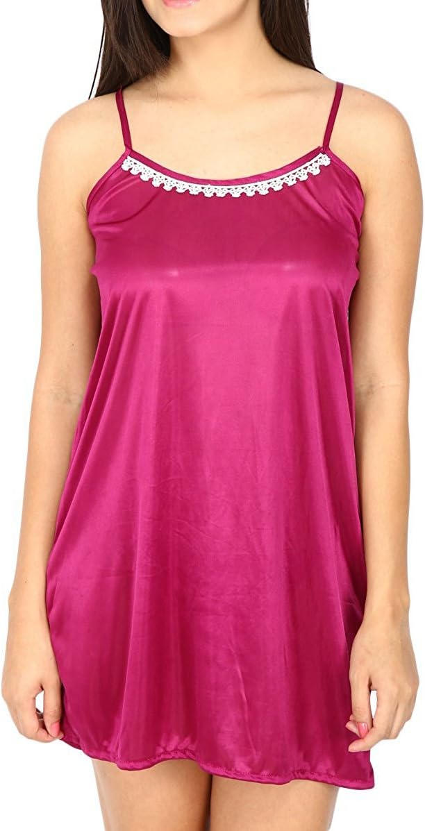 Secret WishWomen's Satin Purple Babydoll Lingerie (Purple, Free Size)