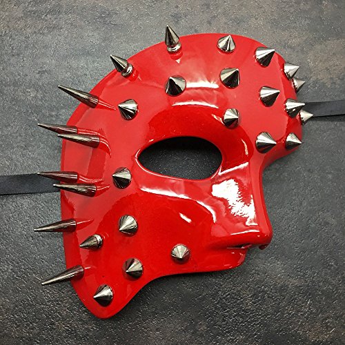 New Spiked Red Half Men's Phantom Mask Halloween Unisex Masquerade Mask Costume Mask