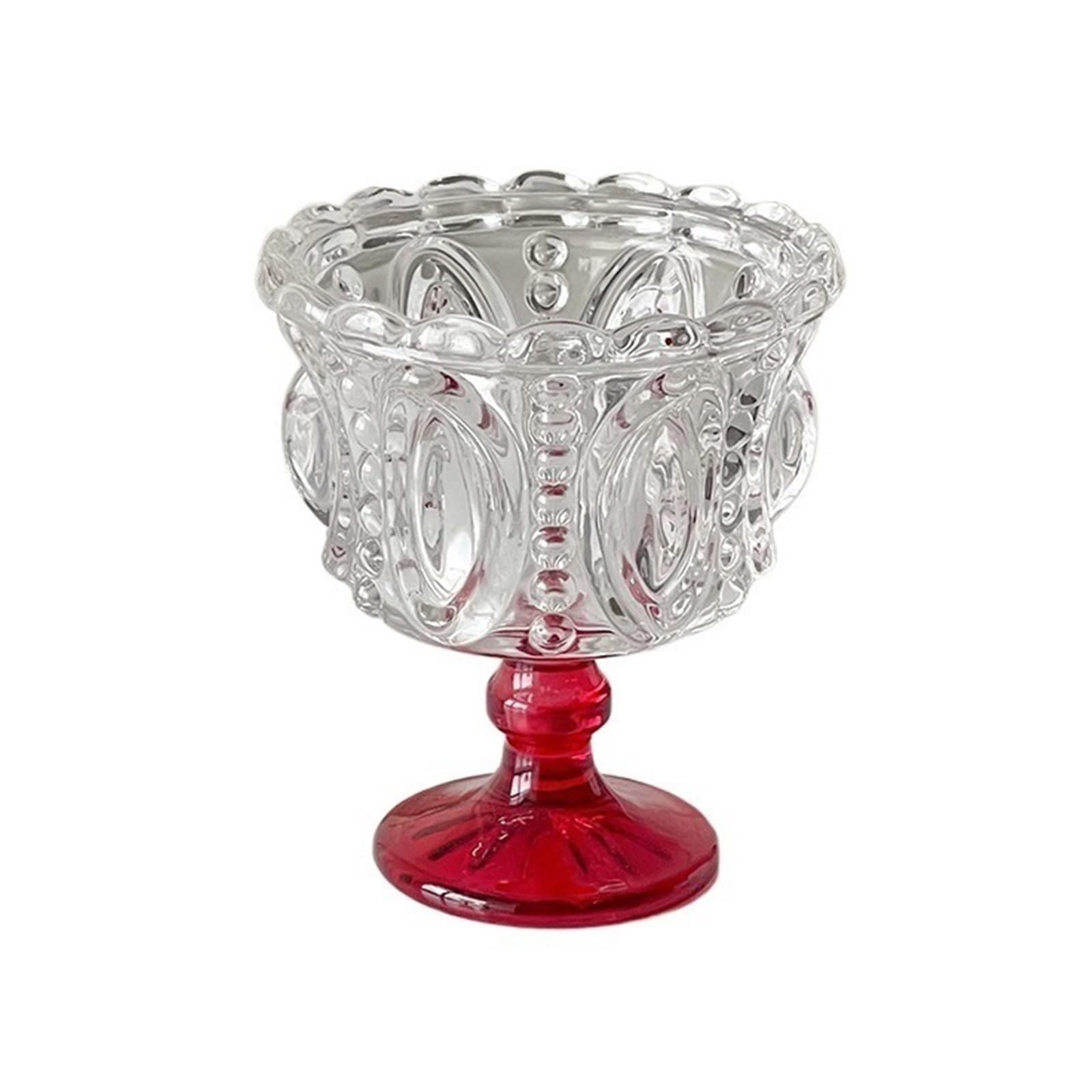 Copas de postre con relieve vintage hechas de vidrio grueso