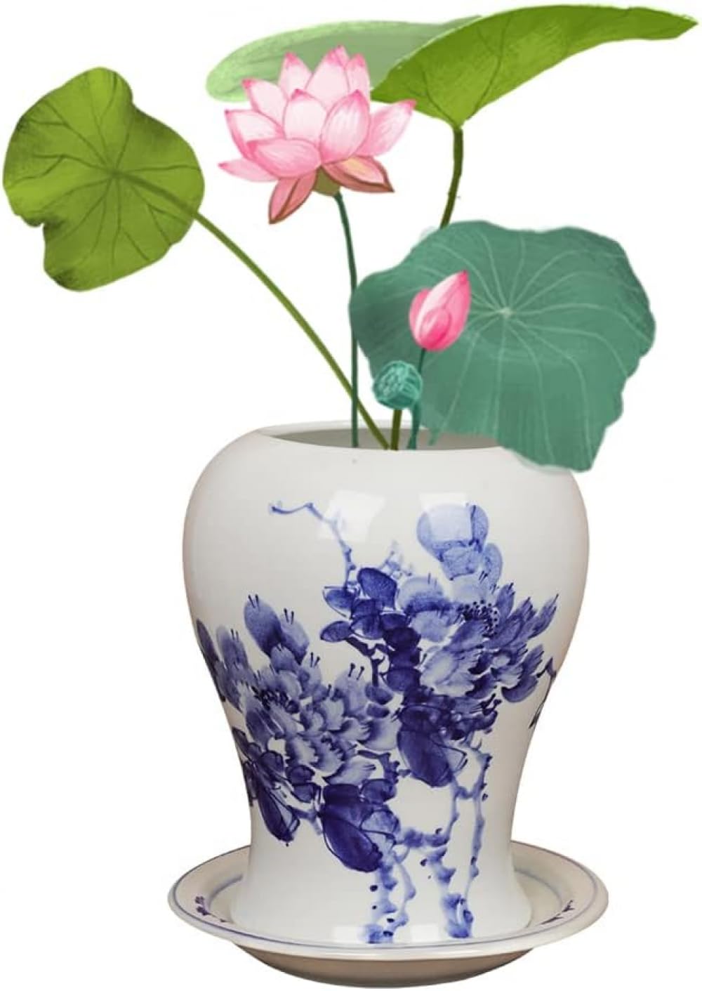 Ceramiche Jingdezhen Vasi da fiori in porcellana blu e bianca dipinti a mano Orchidee cinesi Vasi speciali Aneto verde Ciotola di erba per soldi in rame Vasi di fiori di loto Collezione Regali Ornamen