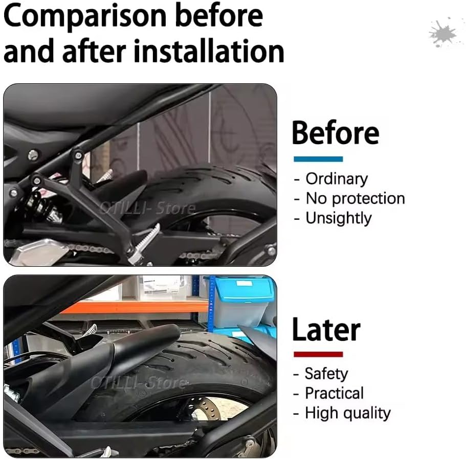 New Rear Mudguard Mount Wheel Tire Hugger Mud Guard Fender Splash Protector for Trident 660 Trident660 Trident 660 2021-2024 (A Set)
