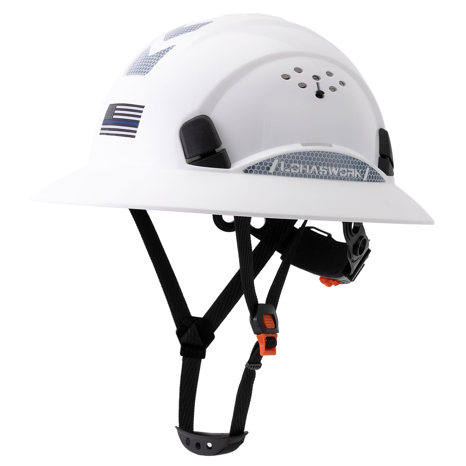 Casco duro de ala completa, aprobado por la OSHA, casco duro ventilado Cascos de construcción, ajustable, ventilación fresca, casco de seguridad para hombres y mujeres