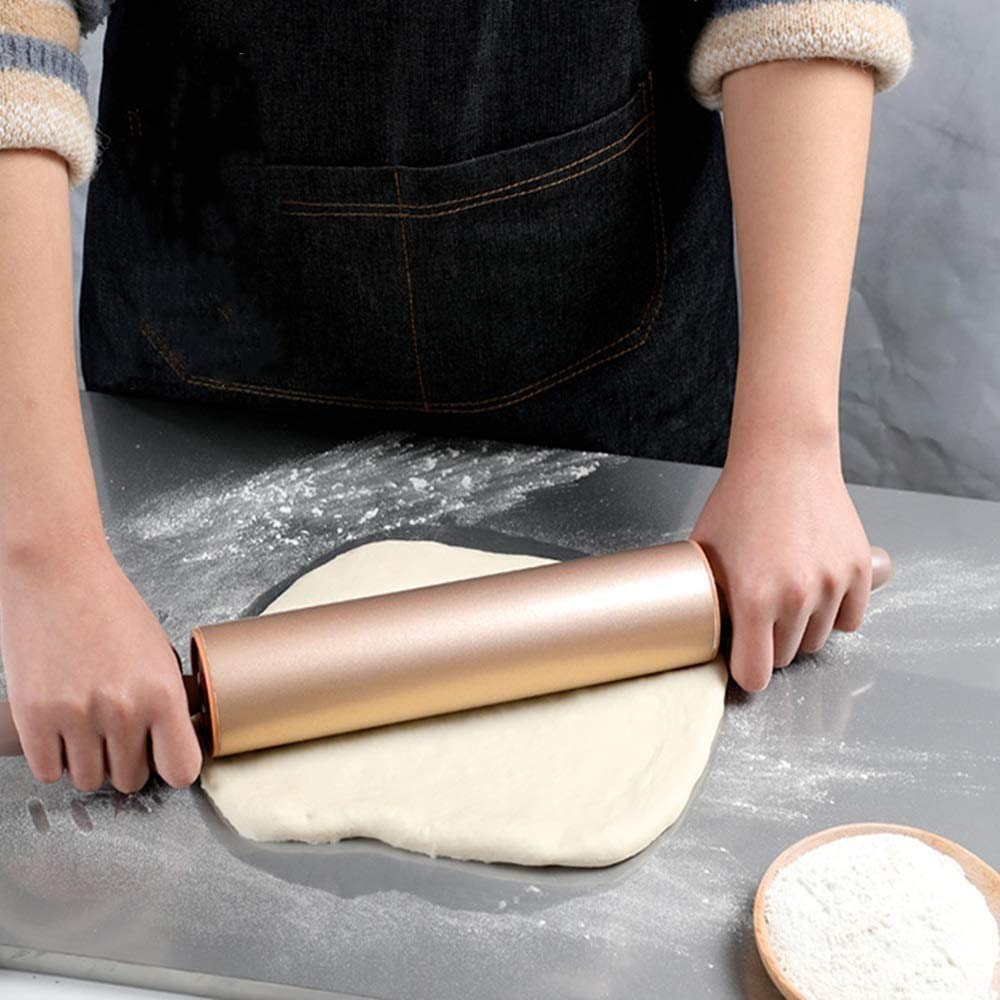 Pin rotolante per la Cottura di Pasta Pizza, Torta e Biscotti - Utensili da Cucina Essential Utensili Idee Regalo per panettieri, 18,7" (Color : Gold)