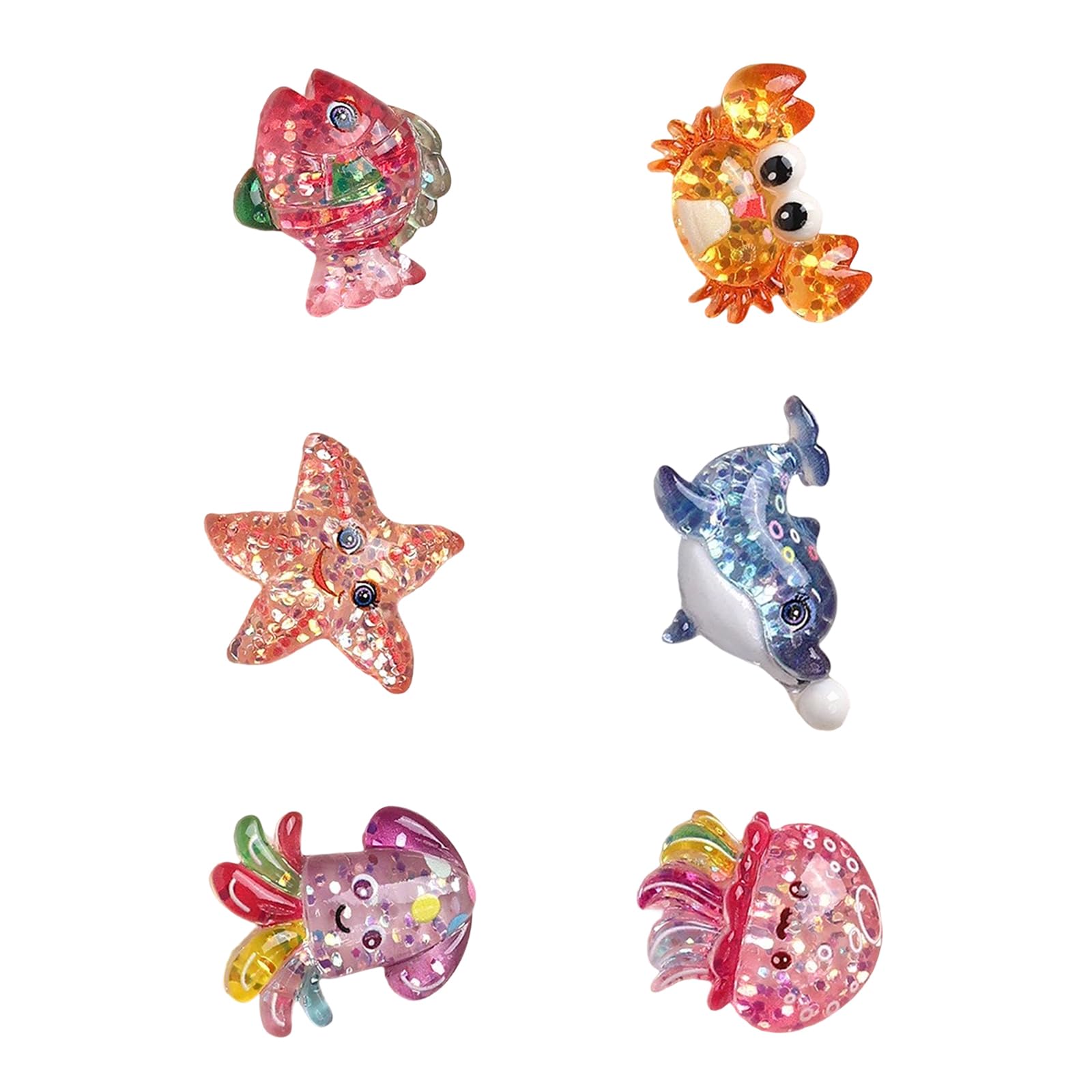 Xjdzineq 2 / 6Pcs Resin Marine Animal Miniature Embellishment for Scrapbooking Project Flatback Resin Sea Animal Figurines Ornament Colorful Rhinestones