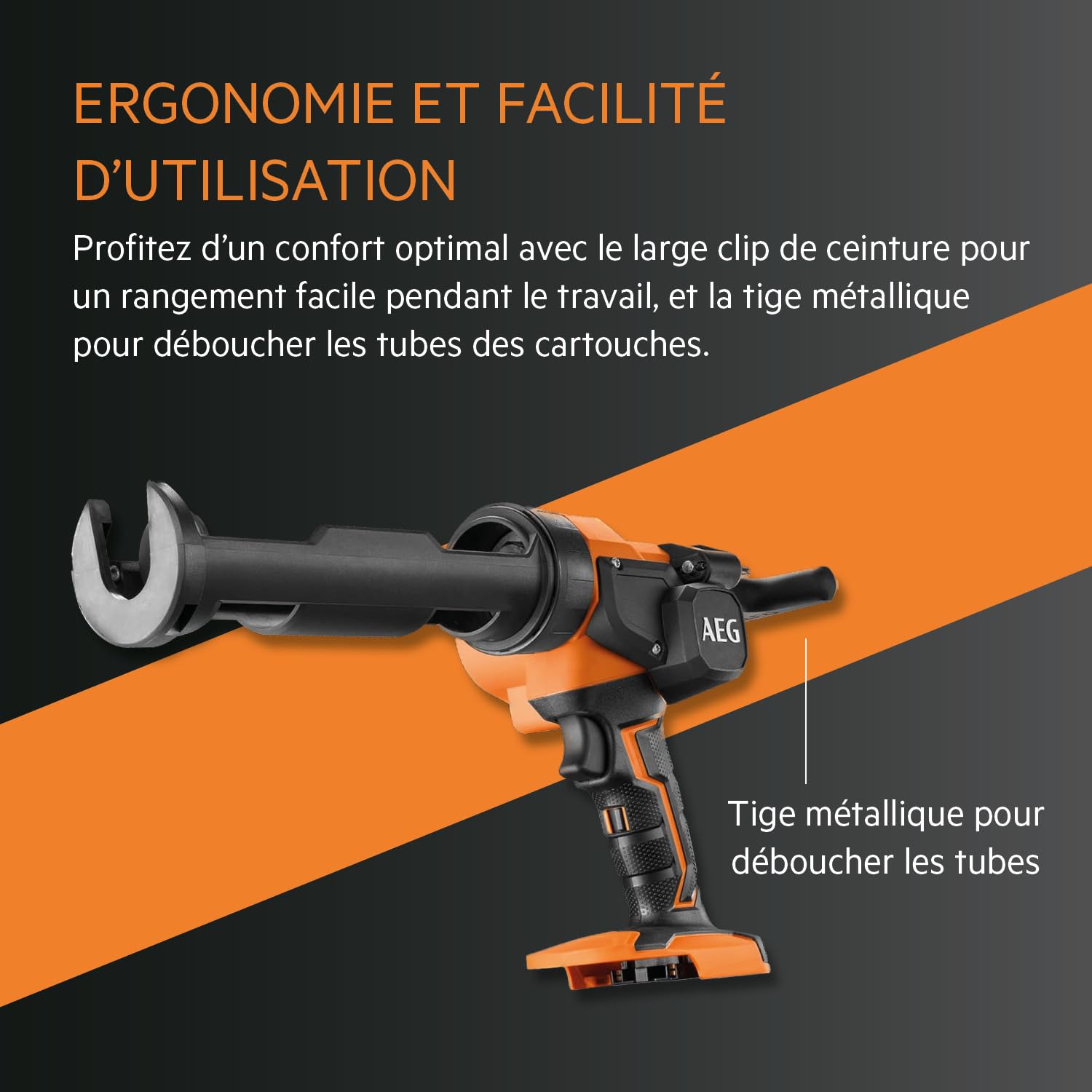AEG - Pistolet à Cartouche Sans Fil 18V BKP18C2-310-0 – Pression Contrôlée, Recharge Rapide, 300ml – Idéal Silicone, Mastic, Colle – Batterie Non Incluse