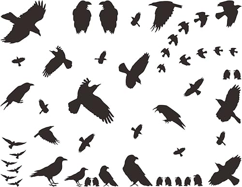 Crow Wall Decals - Black Crows Decor for Halloween Decorations