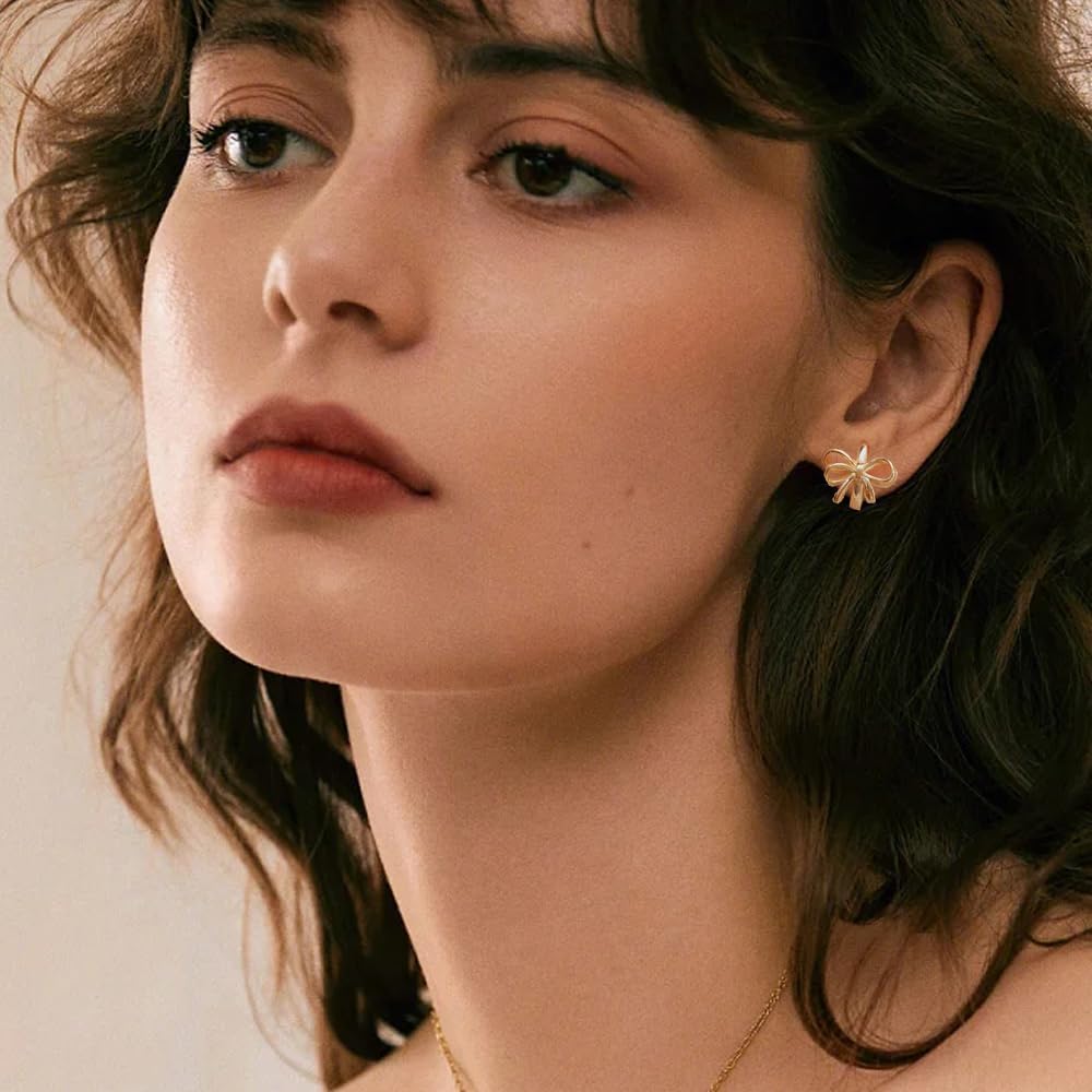 Gold Silver Bow Earrings for Women Bow Hoop Earrings Huggies Small Bowknot Hoop Earrings Jewelry - Image 3