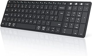 Bluetooth Keyboard, Multi-Device (BT1+BT2+USB) Wireless Keyboard for Mac iPad Windows, Rechargeable Ultra Slim Keyboard with USB Receiver for Macbook, Laptop, Chromebook, Tablet, Black