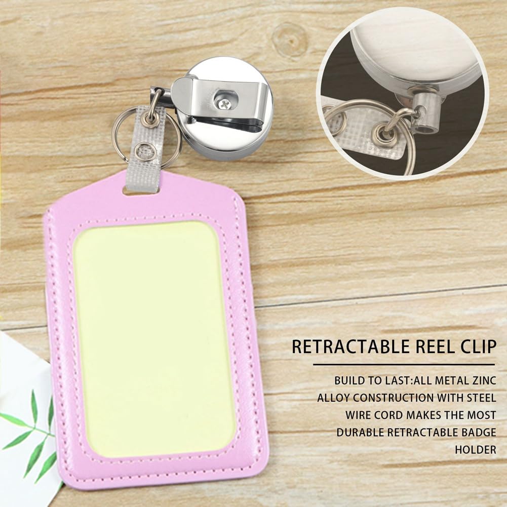 Portacarte Identità Retrattile Porta Badge Retrattile A Bobina - Portacarte D'Identità Con Moschettino In Metallo, Ideale Per Ufficio Badge Holder Con - Foto 2