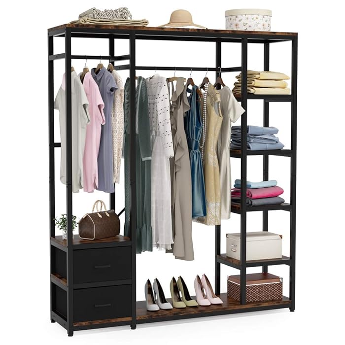 Buy Tribesigns Freestanding Closet Organizer with 2 Drawers, 59 inch