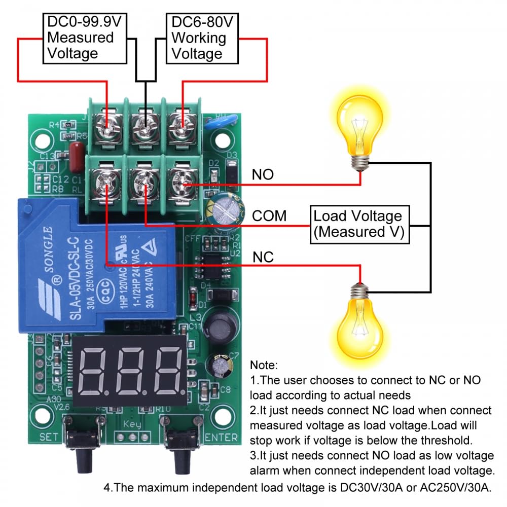 Modulo Monitoraggio Tensione,CC 99,9 V Scheda Controllo Tensione per Controllo Sottotensione di Sovratensione e Rilevamento da Tensione