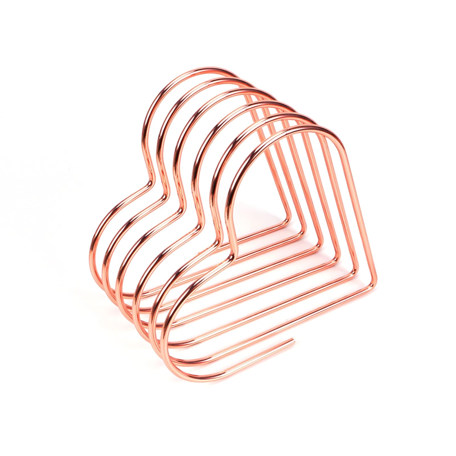 Wanwanzi Desktop File Organizer Heart Shaped Magazine Holder Metal Newspaper Holder Magazine File Storage for Office Home Decoration Gifts Rose Gold(6 * 6 inches)