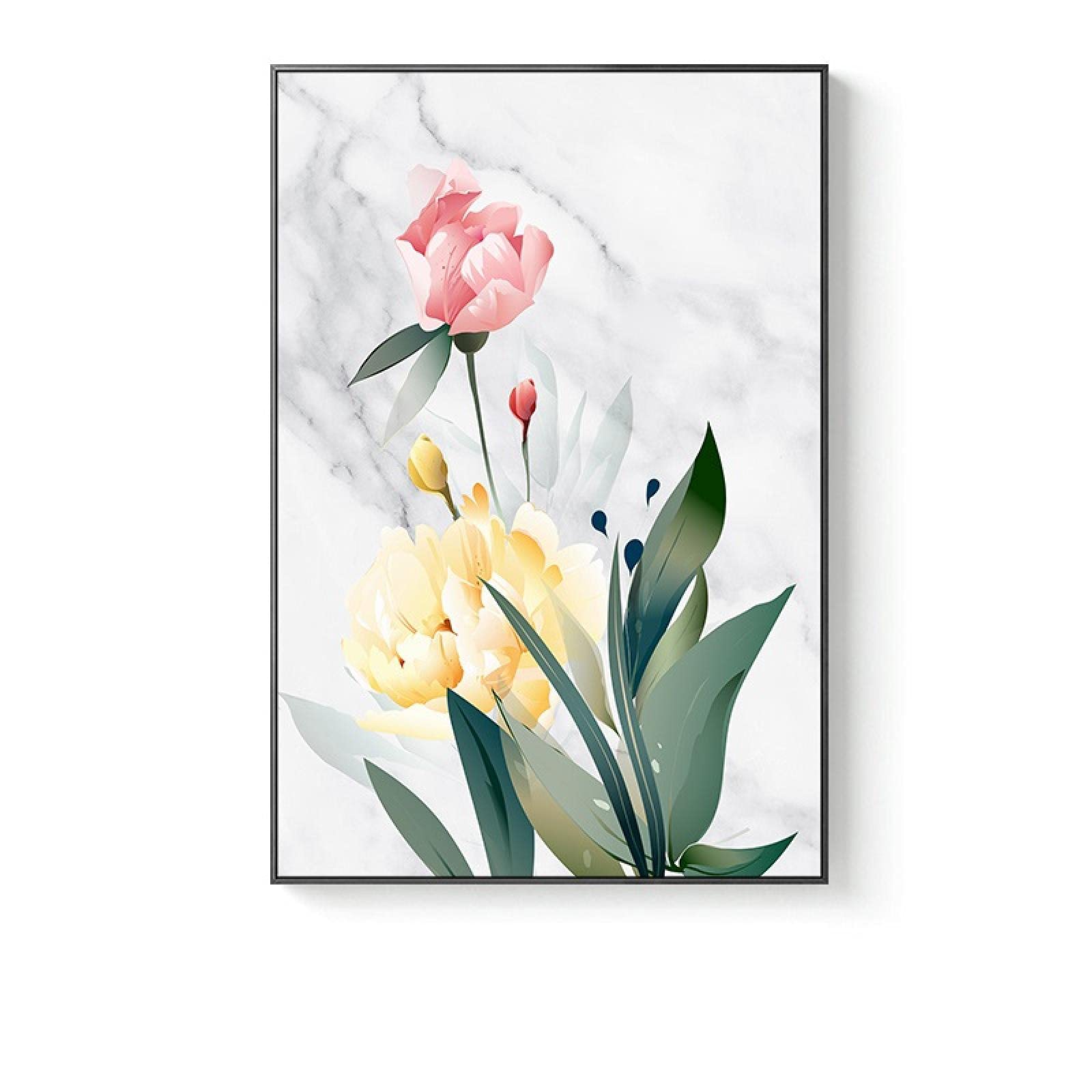 Cuadros de pared de flores Cartel de plantas nórdicas Arte Pinturas en lienzo Carteles e impresiones para la sala de estar Decoración del hogar Listo para colgar 40x50cmx3pcs marco interior