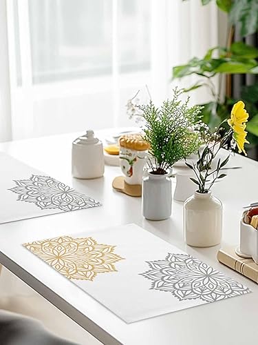 Miniatura 9 de Elegant Dahlia Flowers - Juego de 6 manteles individuales de lino de algodón, resistentes al calor, antideslizantes, lavables, para banquetes,