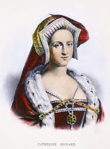Cartel de la quinta reina del rey Enrique Viii de Inglaterra Litografía francesa del siglo XIX (18 x 24) de Catherine Howard N (1520-1542)