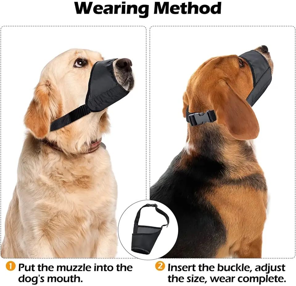 Pet Guru® Dog Safety Muzzle Anit-Biting Barking Chewing Control Adjustable Comfortable Nylon XSmall to XL (1, Medium) - Image 4