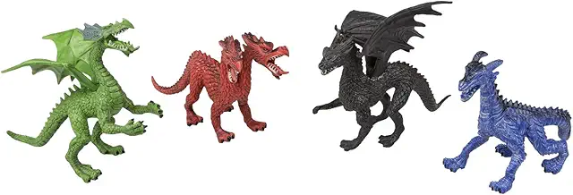 Set de 4 figurines de dragons en plastique, 16 cm, pour enfants et collectionneurs