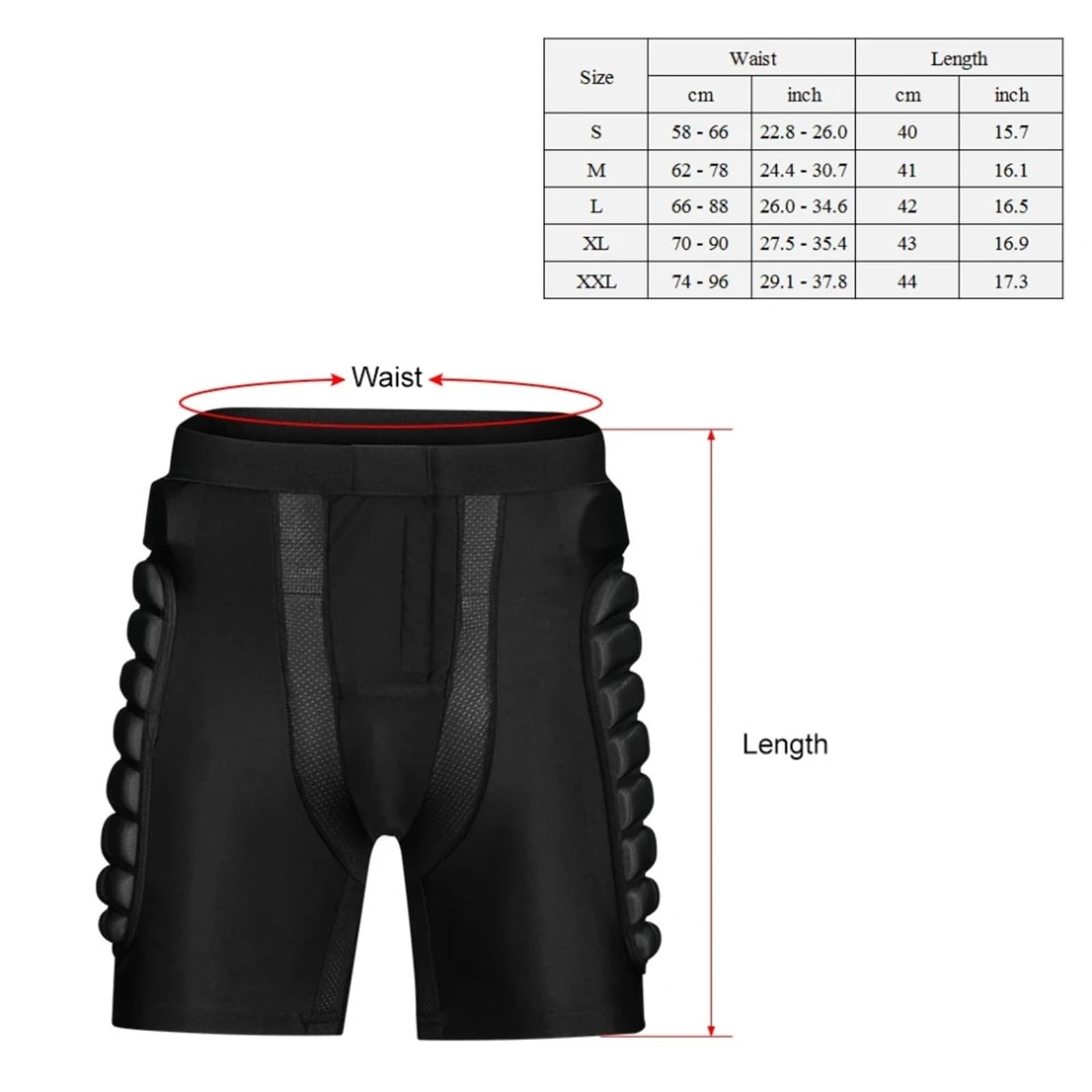 Protezione per Fianchi da Sci Pantaloncini imbottiti protettivi for fianchi e glutei, pantaloncini for , for snowboard, pattinaggio, sci, corsa, uomo donna