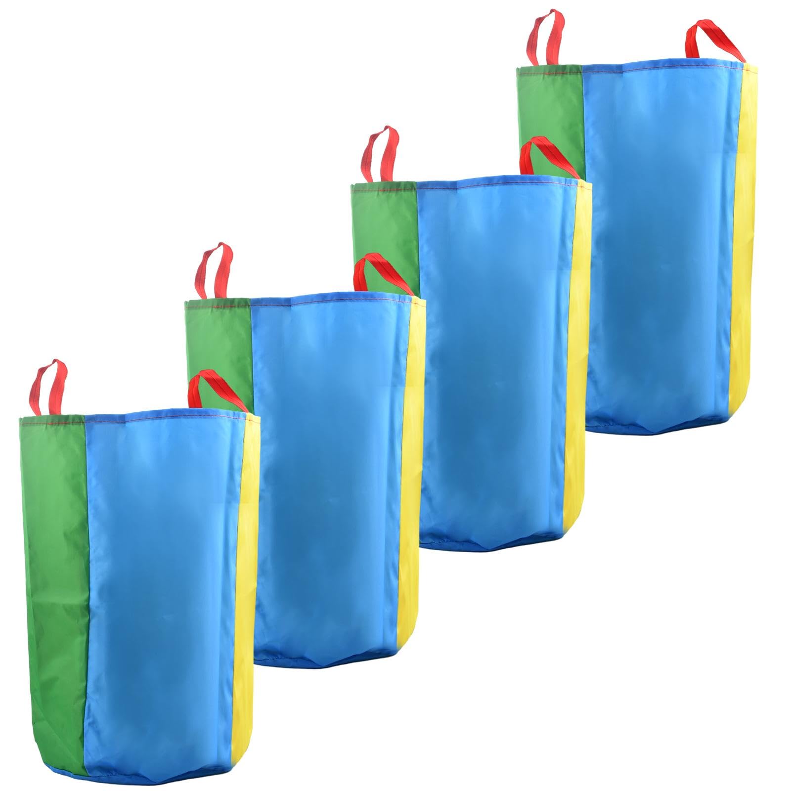4 Pcs Colorful Potato Sack Race Bags in 3 Sizes - Adult and Kids Jumping Equipment, Sports Day Kit, Outdoor Games for Birthday Party, Backyard Picnic Activities